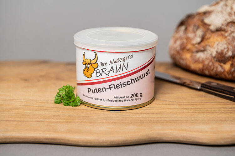 Putenfleischwurst mit Schweinespeck Putenfleischwurst 200g Dose