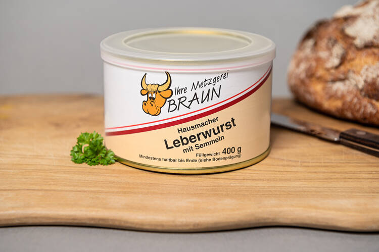 Hausmacher Leberwurst mit Semmeln Hausmacher Leberwurst  400g Dose